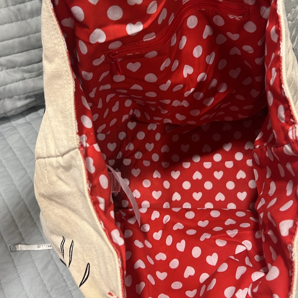 Disney Store Mickey And Minnie Mouse Love Kiss Tote Canvas travel Bag - Picture 5 of 7